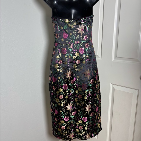 Lulu's Strapless Floral Dress in Black and Pink - Picture 15 of 16